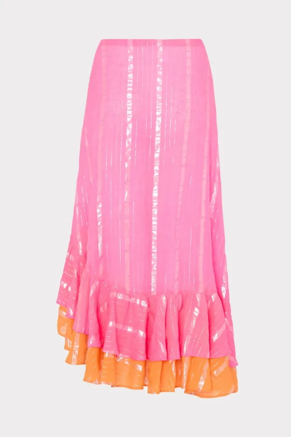 lurex_stripe_ruffle_wrap__3-1.webp Jumpsuits & Rompers-MILLY Lurex Stripe Ruffle Wrap Skirt Neon Pink/Orange