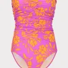 Jumpsuits & Rompers-MILLY Marigold Aroma Ruched One Piece Pink Multi