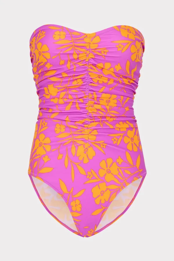 Jumpsuits & Rompers-MILLY Marigold Aroma Ruched One Piece Pink Multi
