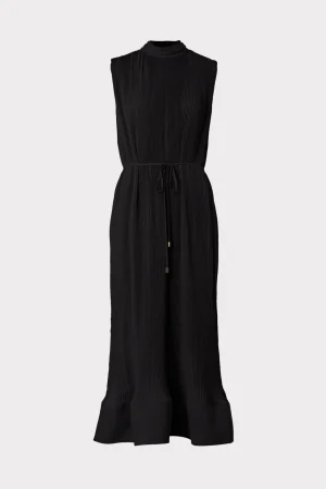 melina_solid_pleated_dres_0-17.webp Maxi Dresses-MILLY Melina Solid Pleated Dress Black