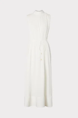 melina_solid_pleated_dres_0-4.webp Day Dresses-MILLY Melina Solid Pleated Dress White
