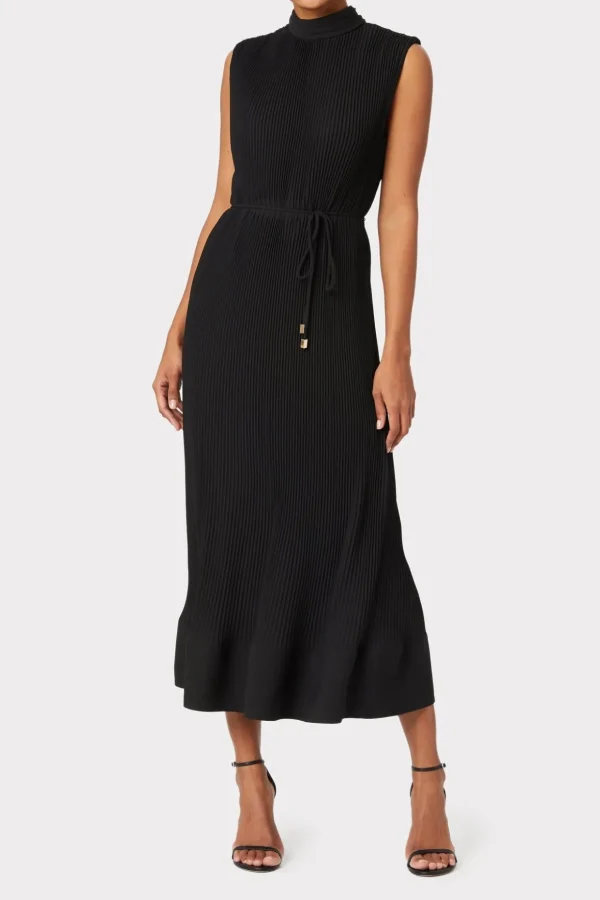 melina_solid_pleated_dres_1-17.webp Maxi Dresses-MILLY Melina Solid Pleated Dress Black