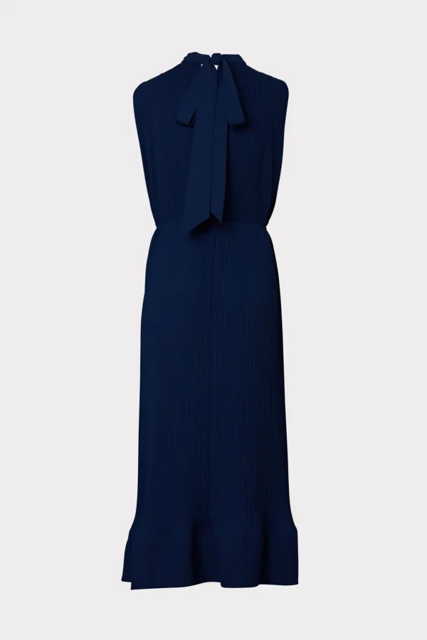 Guest Of Dresses-MILLY Melina Solid Pleated Dress Navy