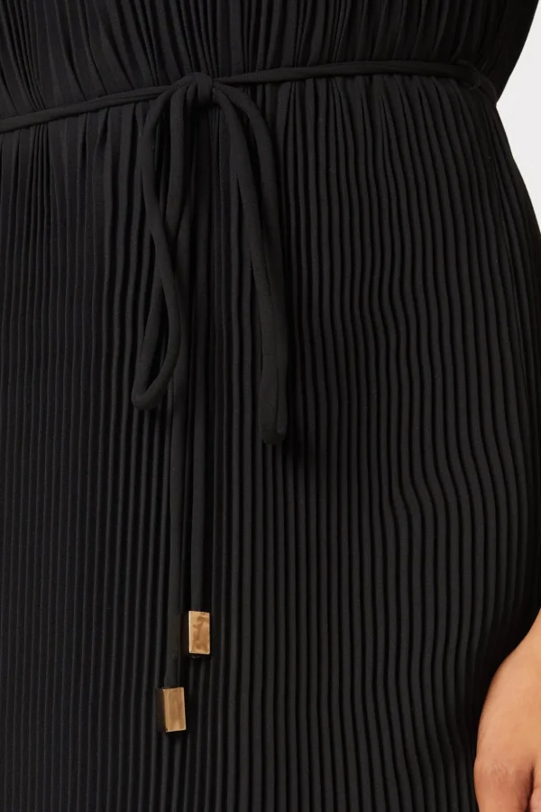 melina_solid_pleated_dres_2-5.webp Day Dresses-MILLY Melina Solid Pleated Dress Black