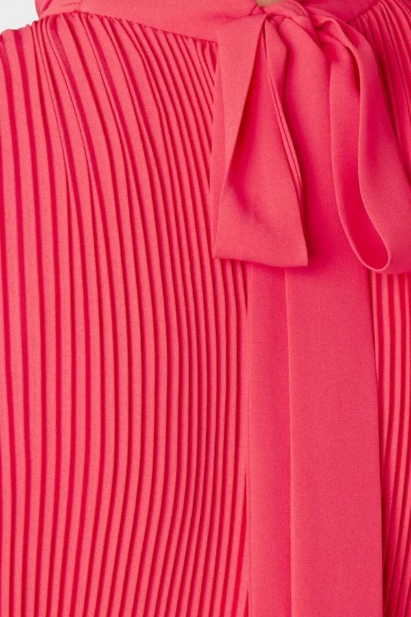 Pink Dresses-MILLY Melina Solid Pleated Dress Milly Pink
