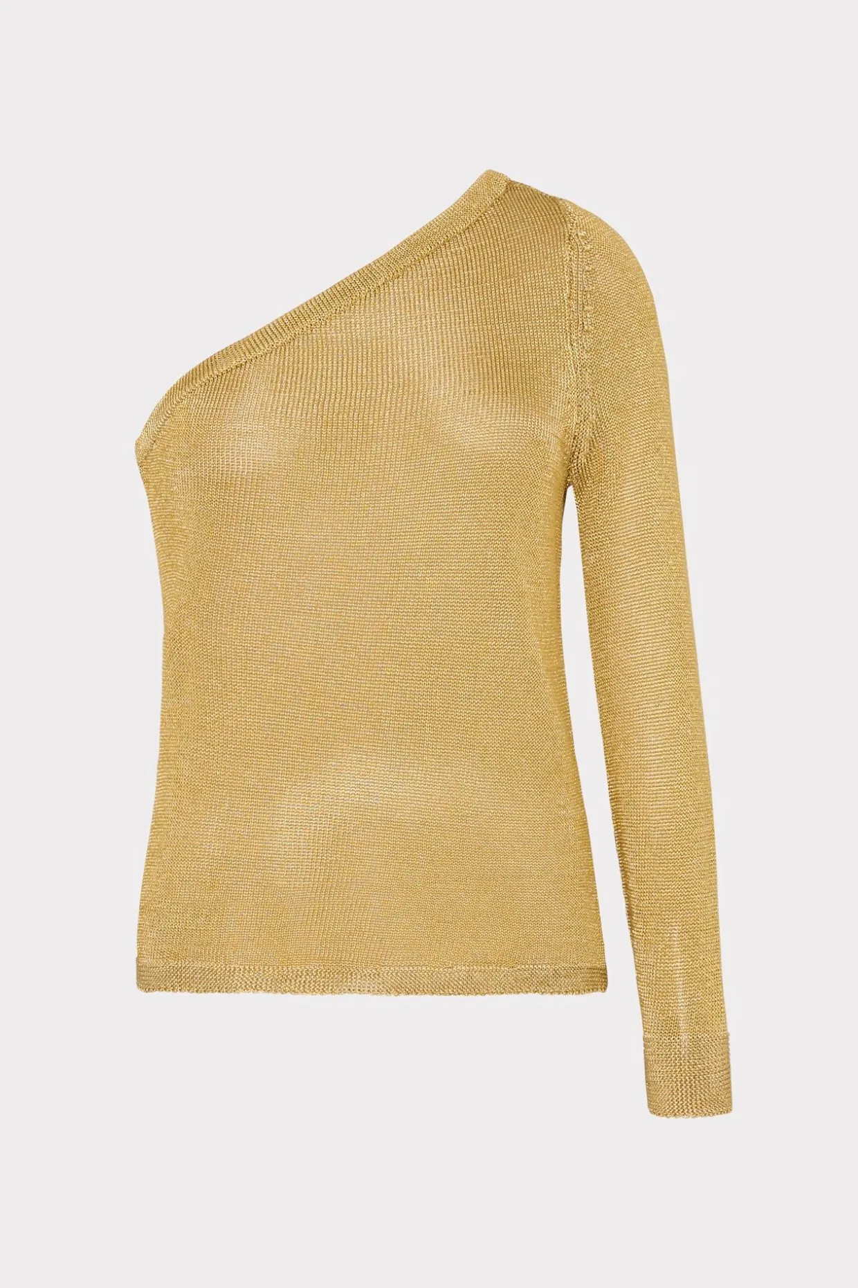 Sweaters & Knits-MILLY Metallic Knit One Shoulder Top Gold