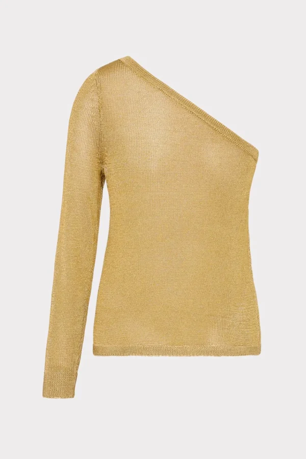 metallic_knit_one_shoulde_3-1.webp Tops-MILLY Metallic Knit One Shoulder Top Gold