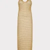 Jumpsuits & Rompers-MILLY Metallic Mesh V Neck Midi Cover-Up Dress Gold