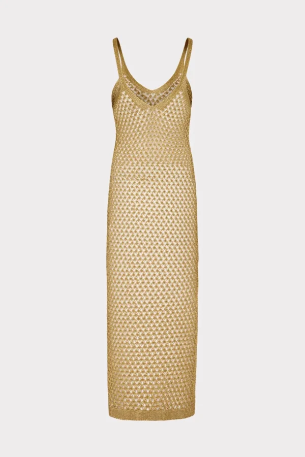 metallic_mesh_v_neck_midi_3.webp Cover-Ups-MILLY Metallic Mesh V Neck Midi Cover-Up Dress Gold