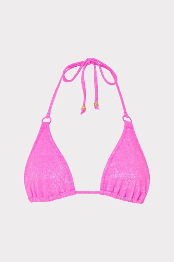 metallic_ring_triangle_bi_0-2.webp Jumpsuits & Rompers-MILLY Metallic Ring Triangle Bikini Top Fuchsia/Silver