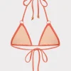 Jumpsuits & Rompers-MILLY Metallic Ring Triangle Bikini Top Orange/Silver
