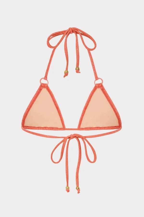 Jumpsuits & Rompers-MILLY Metallic Ring Triangle Bikini Top Orange/Silver