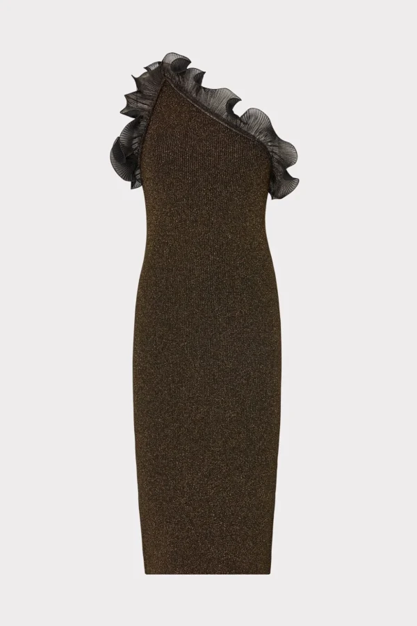 metallic_scallop_ruffle_o_0-1.webp Knit Dresses-MILLY Metallic Scallop Ruffle One Shoulder Dress Gold