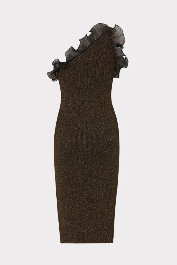 metallic_scallop_ruffle_o_3-1.webp Knit Dresses-MILLY Metallic Scallop Ruffle One Shoulder Dress Gold