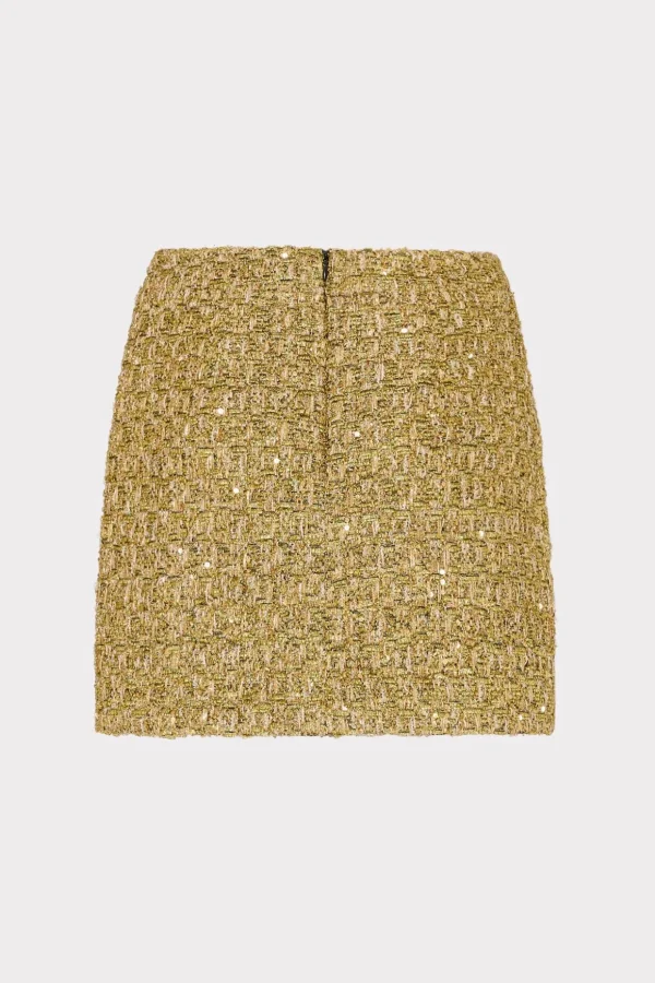 Skirts-MILLY Metallic Tweed Modern Mini Skirt Gold