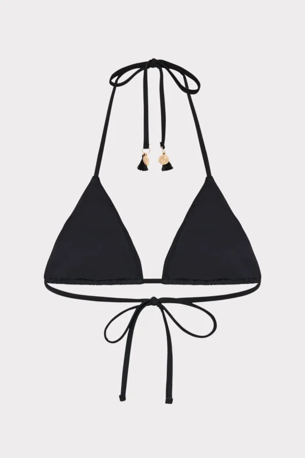 Jumpsuits & Rompers-MILLY Millie Diamond Heat Set Triangle Bikini Top Black