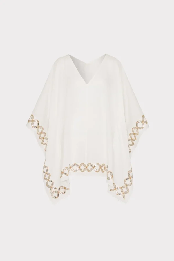 Jumpsuits & Rompers-MILLY Mirrored Embroidery Caftan White/Gold