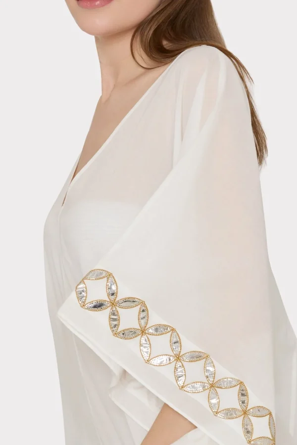 mirrored_embroidery_cafta_2.webp Cover-Ups-MILLY Mirrored Embroidery Caftan White/Gold