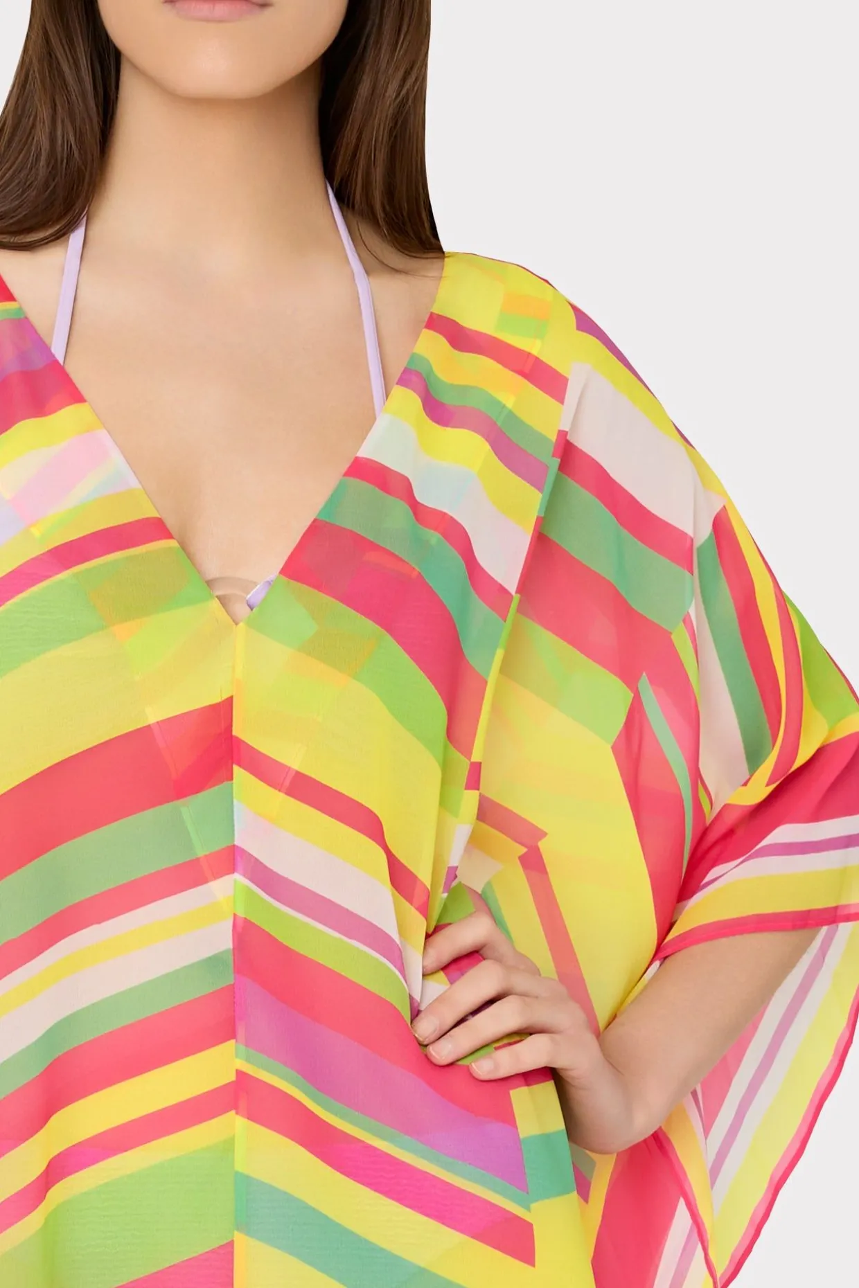 multi_color_chevron_cafta_0.webp Cover-Ups-MILLY Multi Color Chevron Caftan Green Multi