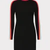 Knit Dresses-MILLY Multi Color Racer Stripe Mini Dress Black Multi