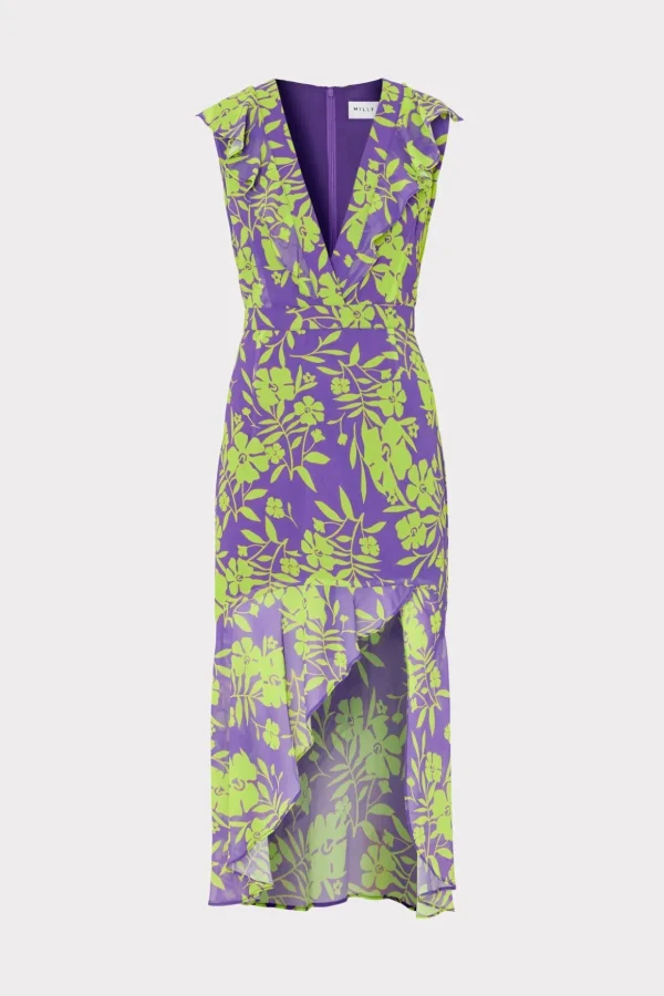 nanci_marigold_aroma_ruff_0.webp Jumpsuits & Rompers-MILLY Nanci Marigold Aroma Ruffle Dress Purple Multi