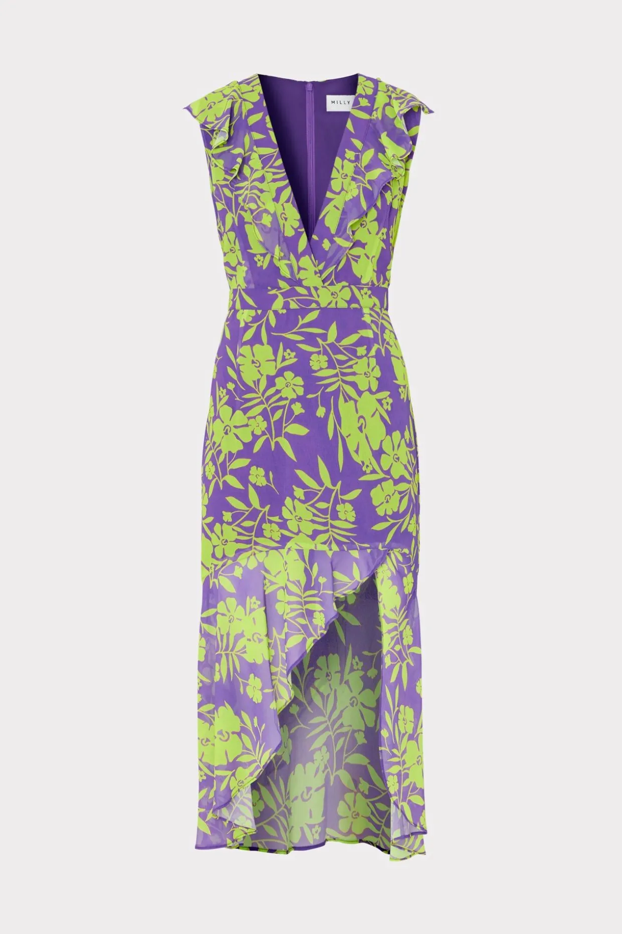 nanci_marigold_aroma_ruff_0.webp Jumpsuits & Rompers-MILLY Nanci Marigold Aroma Ruffle Dress Purple Multi