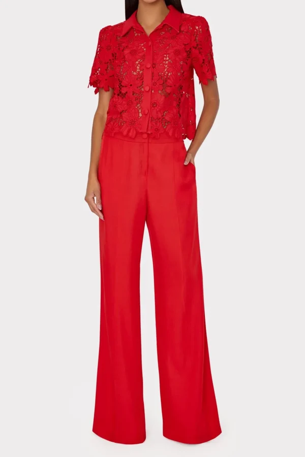Pants-MILLY Nash Viscose Twill Pants Red