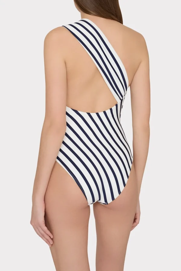 nautical_stripe_one_shoul_2.webp One Piece Swimsuits-MILLY Nautical Stripe One Shoulder One Piece Navy/White