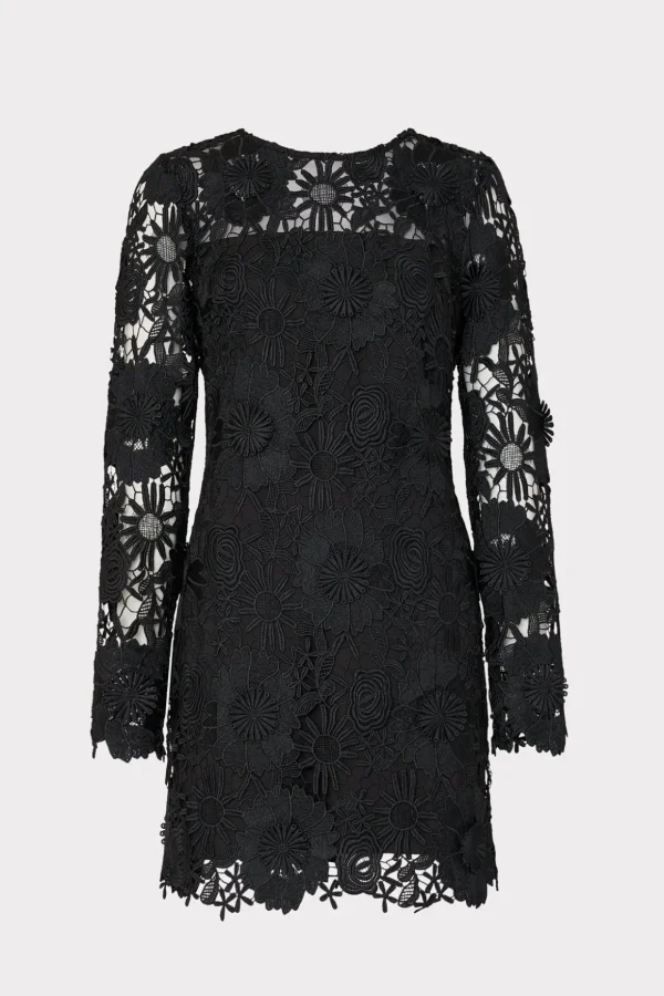 Little Black Dresses-MILLY Nessa 3D Lace Dress Black