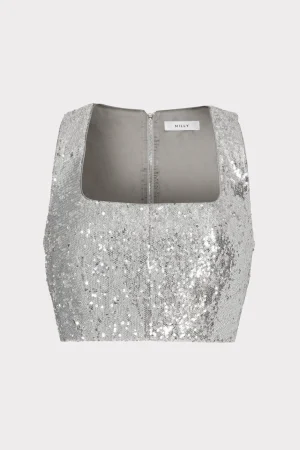 nickie_sequins_crop_top_0.webp Tops-MILLY Nickie Sequins Crop Top Silver