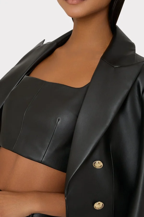 nickie_vegan_leather_crop_2.webp Matching Sets-MILLY Nickie Vegan Leather Crop Top Black