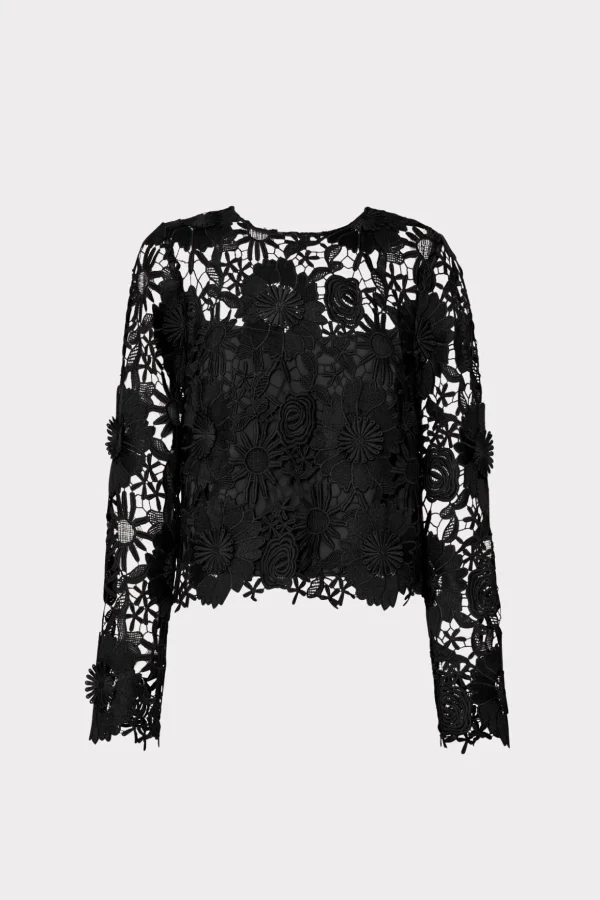 nori_d_lace_shirt_0-2.webp Tops-MILLY Nori 3D Lace Shirt Black