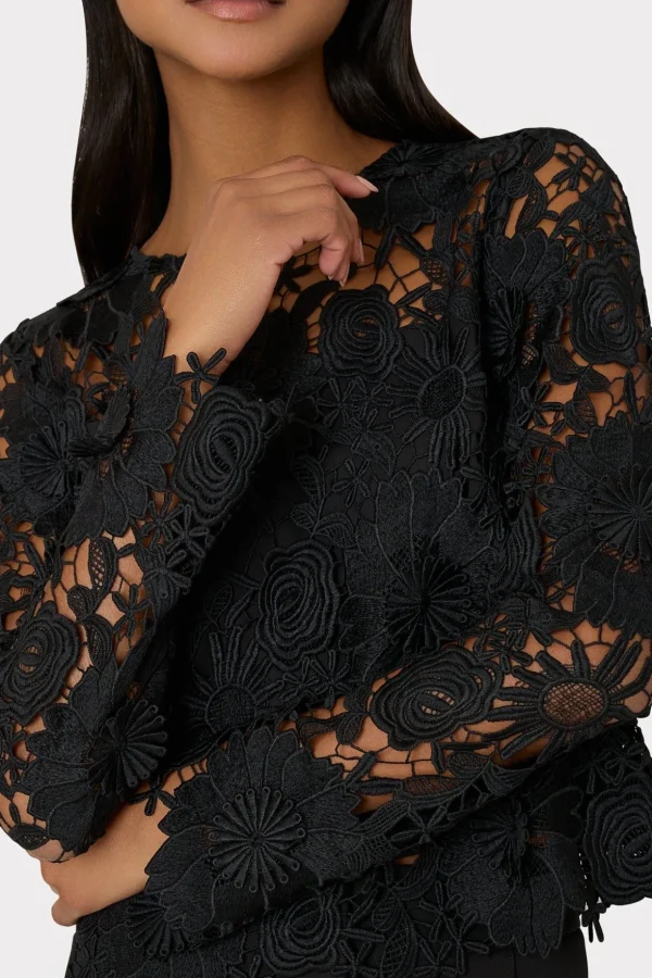 nori_d_lace_shirt_2.webp Jumpsuits & Rompers-MILLY Nori 3D Lace Shirt Black