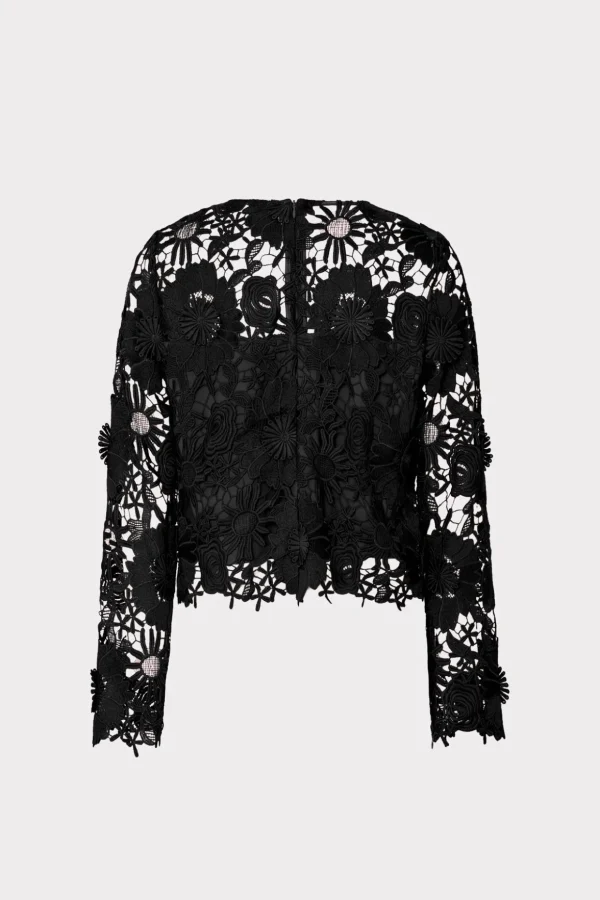 nori_d_lace_shirt_3-2.webp Tops-MILLY Nori 3D Lace Shirt Black