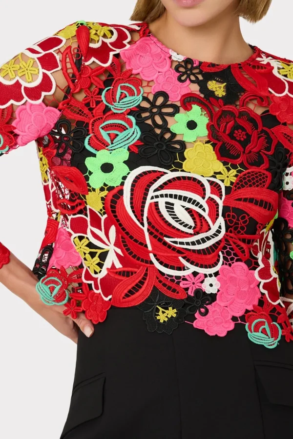 Jumpsuits & Rompers-MILLY Nori Multi Color Lace Top Red Multi