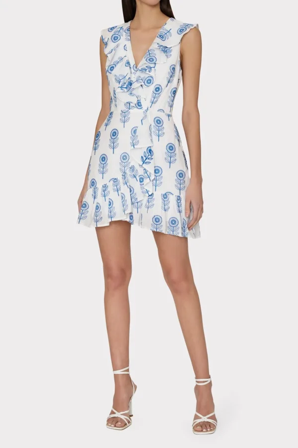 novi_poppy_embroidery_wra_1.webp Jumpsuits & Rompers-MILLY Novi Poppy Embroidery Wrap Dress White/Blue