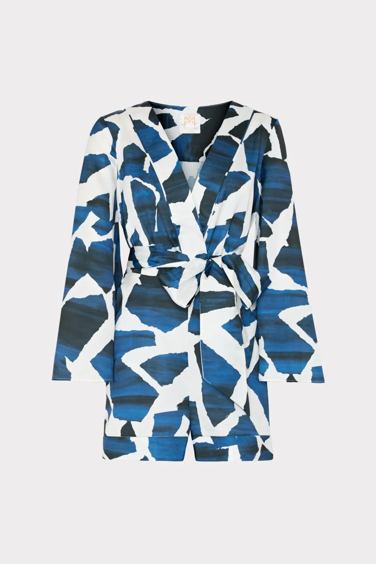 ocean_puzzle_satin_romper_0.webp Cover-Ups-MILLY Ocean Puzzle Satin Romper Navy Multi