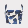 Cover-Ups-MILLY Ocean Puzzle Viscose Linen Tie Top Navy Multi