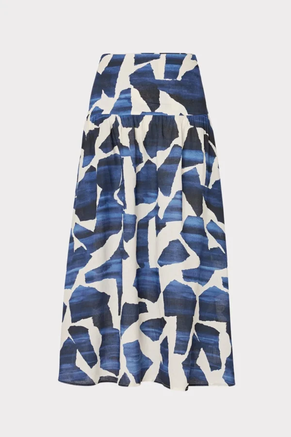 ocean_puzzle_viscose_line_0-3.webp Jumpsuits & Rompers-MILLY Ocean Puzzle Viscose Linen Skirt Navy Multi