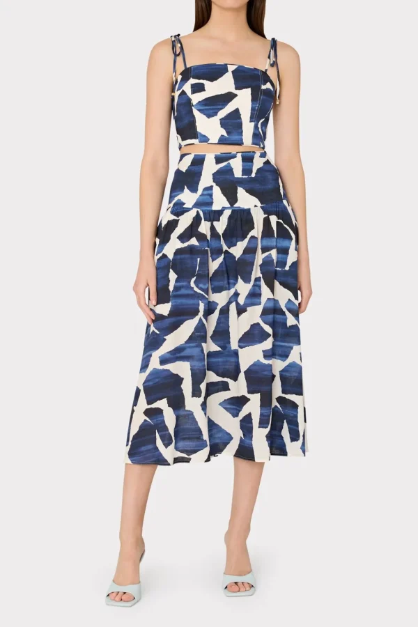 ocean_puzzle_viscose_line_1-3.webp Jumpsuits & Rompers-MILLY Ocean Puzzle Viscose Linen Skirt Navy Multi