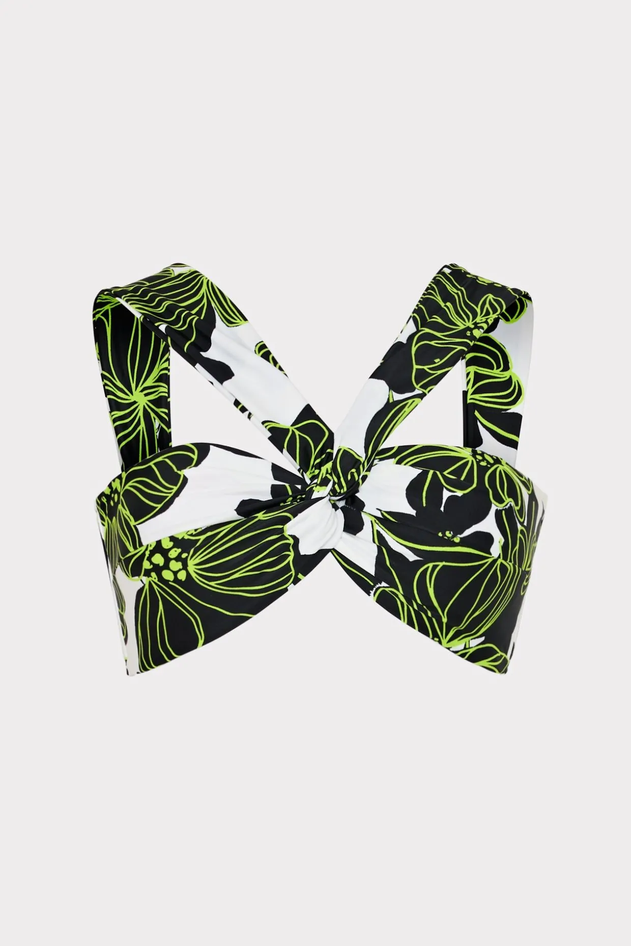 olivia_sea_of_petals_drap_0-1.webp Jumpsuits & Rompers-MILLY Olivia Sea Of Petals Draped Bandeau Top Chartreuse/Black
