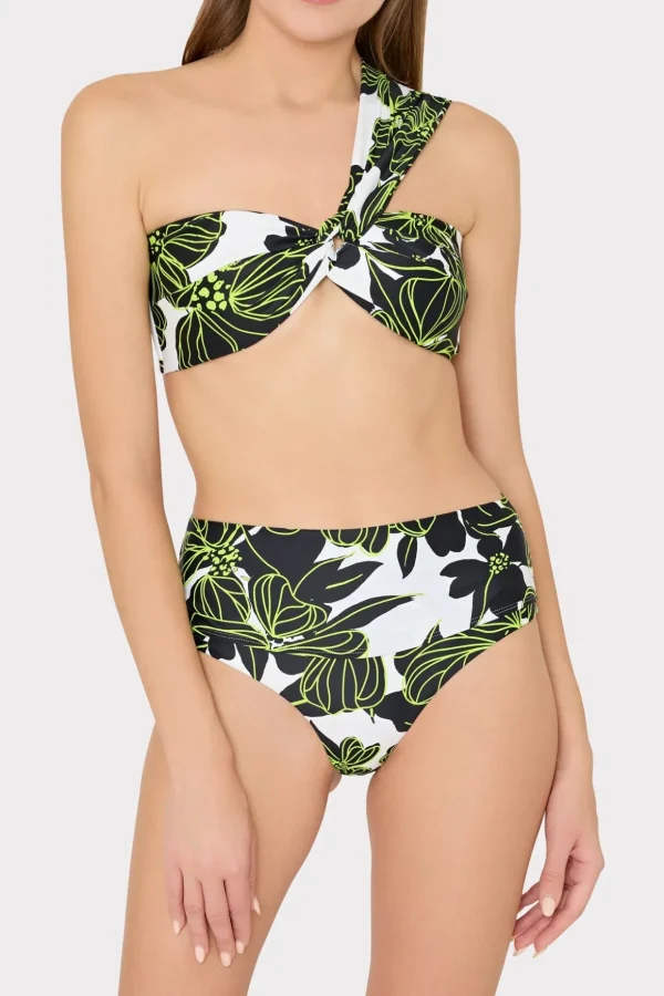 olivia_sea_of_petals_drap_2-1.webp Jumpsuits & Rompers-MILLY Olivia Sea Of Petals Draped Bandeau Top Chartreuse/Black