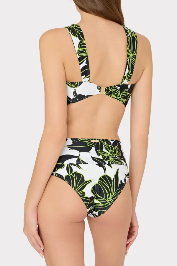 olivia_sea_of_petals_drap_4-1.webp Jumpsuits & Rompers-MILLY Olivia Sea Of Petals Draped Bandeau Top Chartreuse/Black