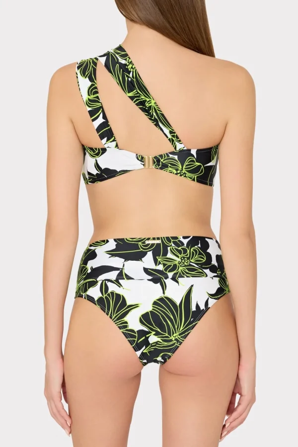olivia_sea_of_petals_drap_5.webp Bikinis-MILLY Olivia Sea Of Petals Draped Bandeau Top Chartreuse/Black