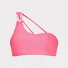 Jumpsuits & Rompers-MILLY One Shoulder O-Ring Bikini Top Shimmer Pink