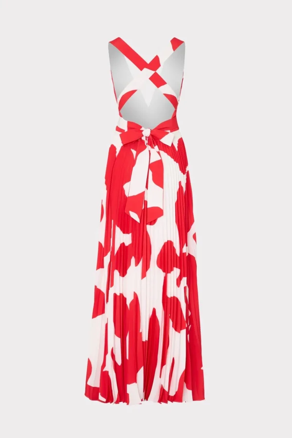 oria_grand_foliage_pleate_3-1.webp Guest Of Dresses-MILLY Oria Grand Foliage Pleated Dress Red/White