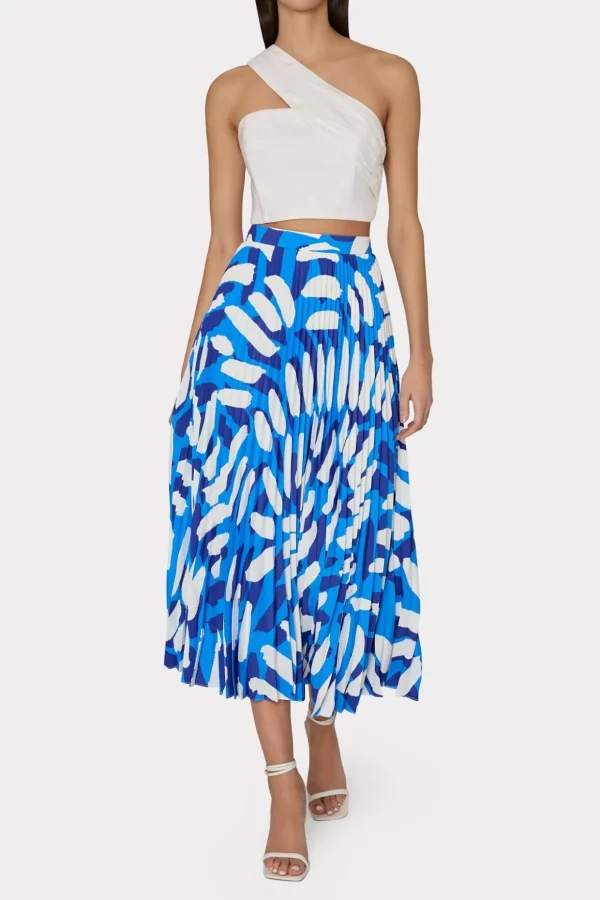 otha_brushstroke_pleated__1-1.webp Skirts-MILLY Otha Brushstroke Pleated Skirt Blue Multi
