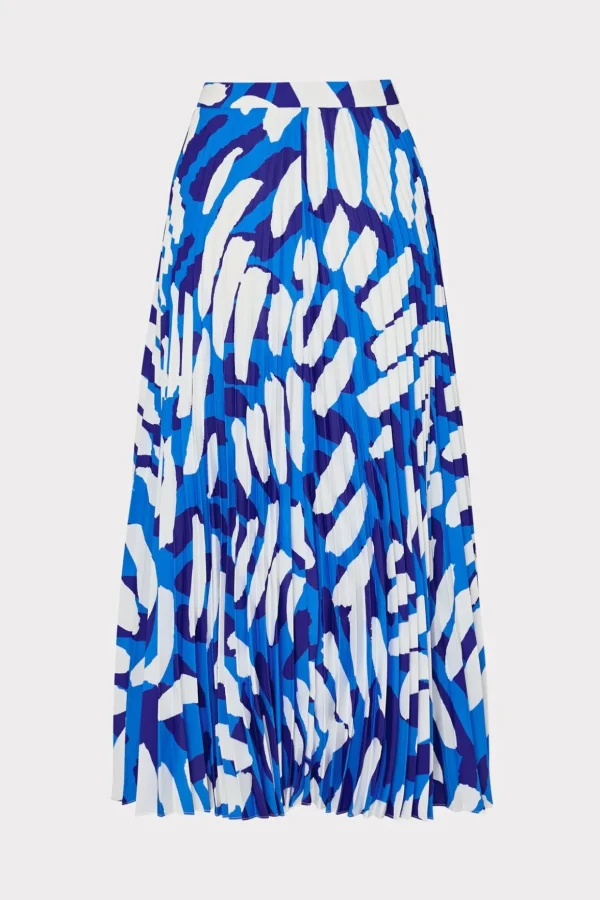 otha_brushstroke_pleated__3-1.webp Skirts-MILLY Otha Brushstroke Pleated Skirt Blue Multi