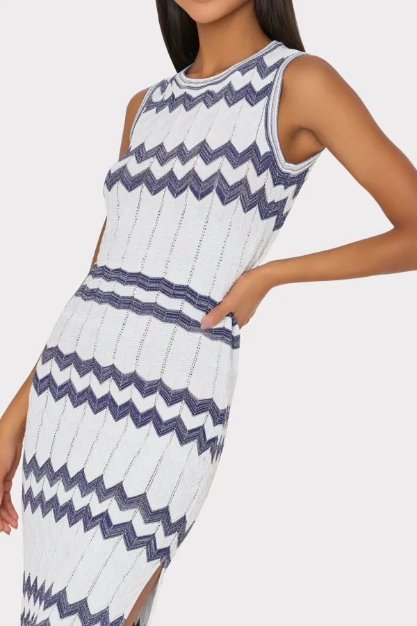 oversized_zig_zag_midi_dr_2.webp Jumpsuits & Rompers-MILLY Oversized Zig Zag Midi Dress Navy/Ecru