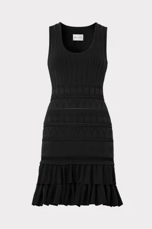 Sundresses-MILLY Pepper Knit Ruffle Mini Dress Black